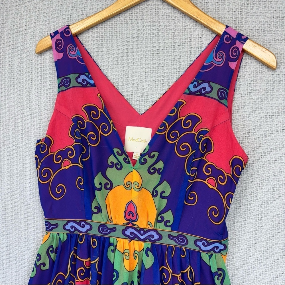 Modcloth Boho Indigo Muster the Length Maxi Dress Multicolor V-Neck S Festival - Picture 4 of 13